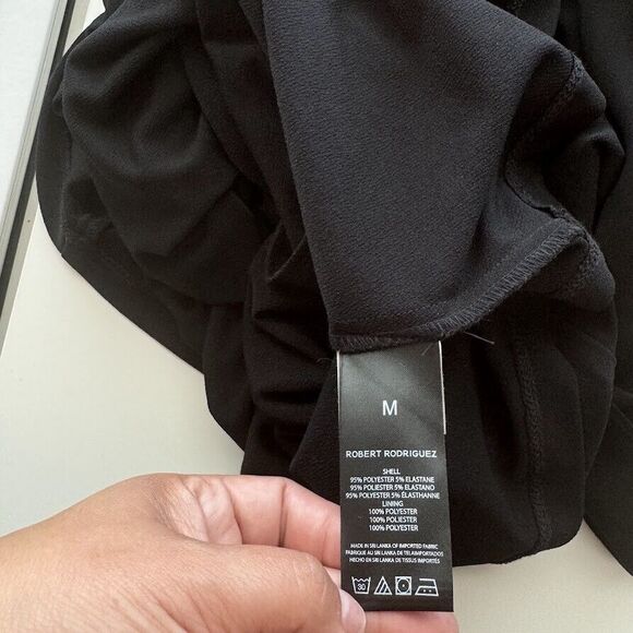 Robert Rodriguez Dress Medium Black Wrap Midi V-Neck Sleeveless Chiffon Overlay - Picture 11 of 15